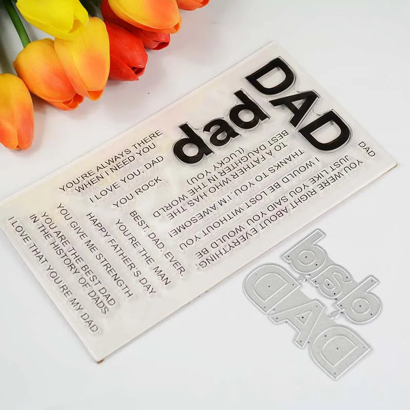 DAD Transparent clear stamps and coordinate metal cutting die for DIY Scrapbooking/Card Making/Decoration Supplies | Канцтовары для