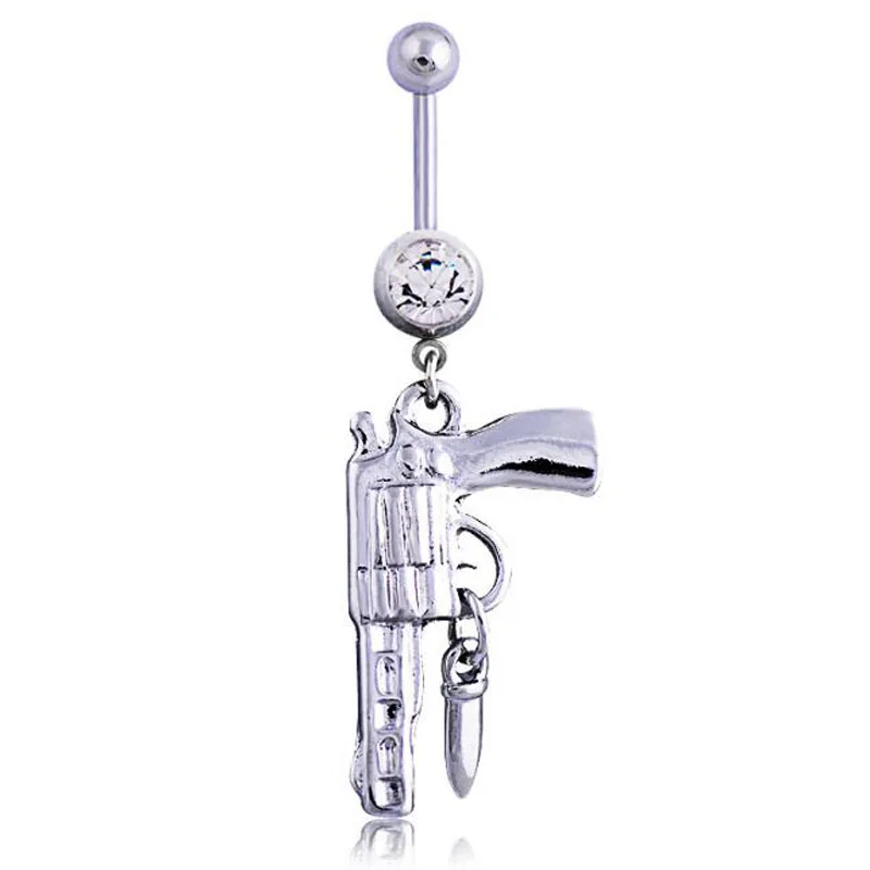 

Medical steel hypoallergenic pop cowboy style pistol bullet navel ring buckle belly button piercing