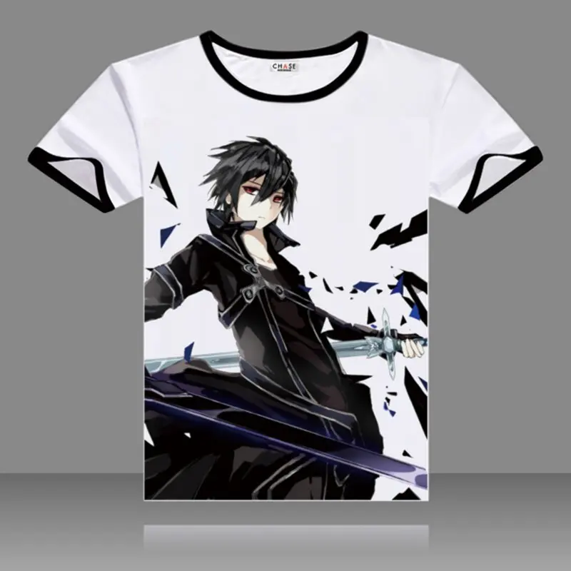 Мужская футболка с коротким рукавом и круглым вырезом принтом|sword art online cosplay|cosplay