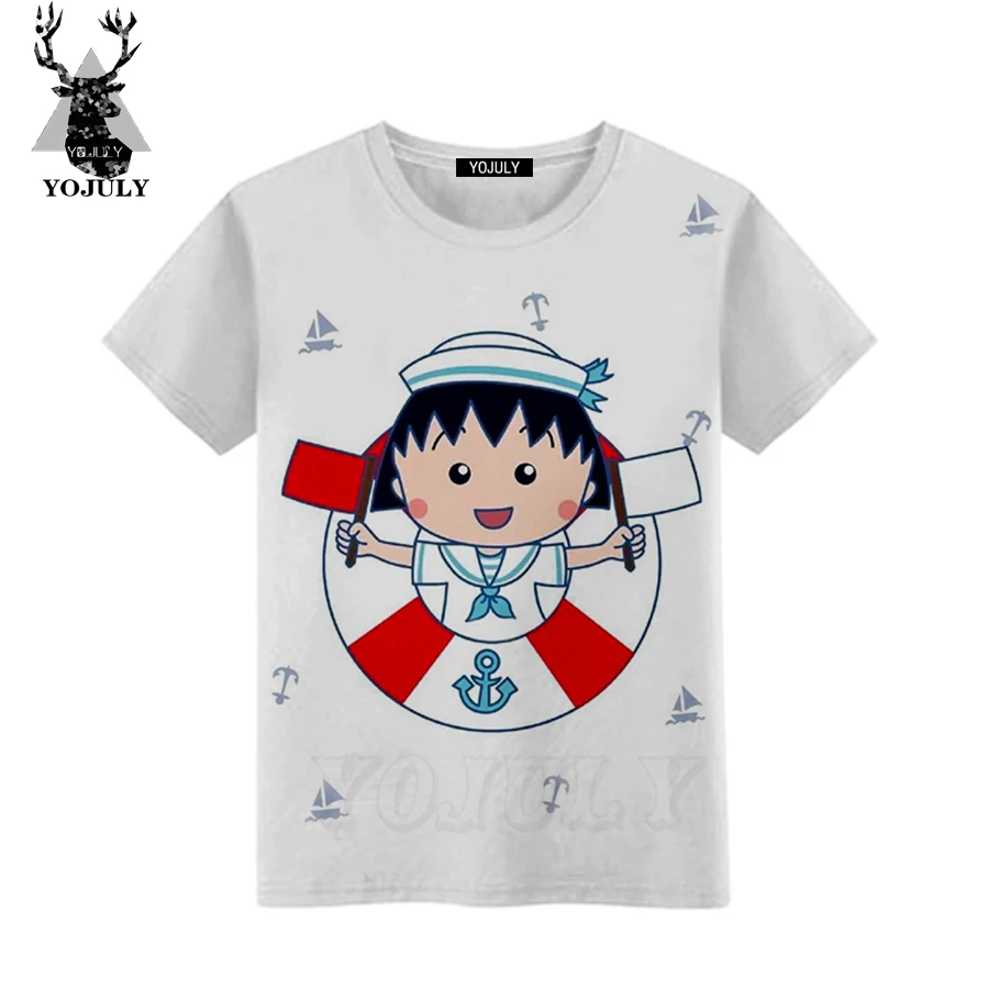 Футболка с 3D принтом YOJULY для маленьких девочек Lawaii Chibi Maruko Повседневная летняя