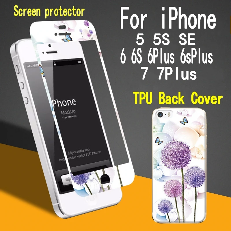 Защитный чехол для экрана iPhone 5S 6 6S 7 8 Plus Передняя закаленная стеклянная мембрана