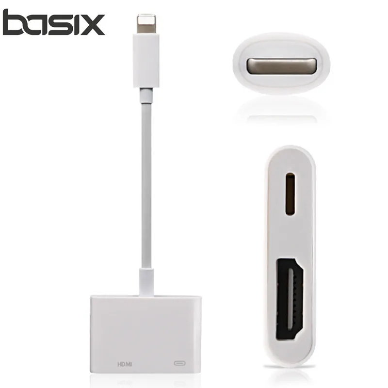 BASIX Lighting To HDMI кабель для IPhone к аудио ТВ AV Кабель адаптер + USB Iphone 5S 6 6s 7 Plug Ipad IPod|usb adapter