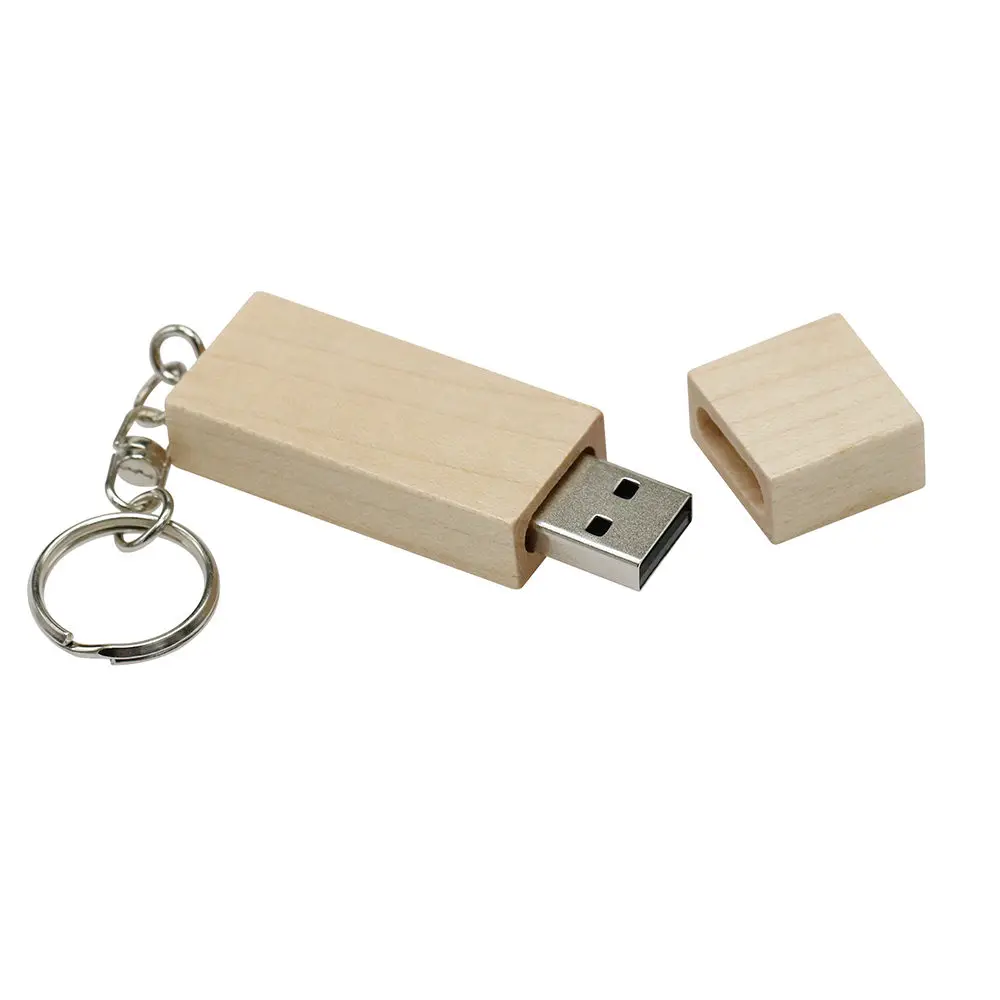 Деревянный бамбуковый USB флеш-накопитель, флешка с деревянным чипом, 4 ГБ, 8 ГБ, 16 ГБ, 32 ГБ, карта памяти, u-диск с брелком, подарок - Цвет: Rectangl Maple