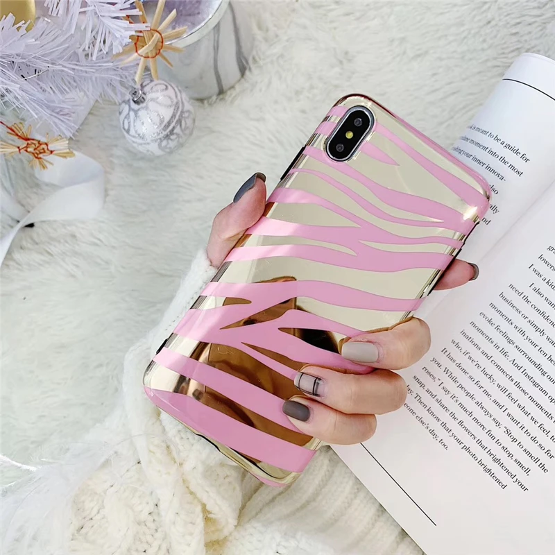 Блестящий чехол для телефона в полоску зебры iphone XS Max XR Мягкий из ТПУ 6 6s 7 8 plus