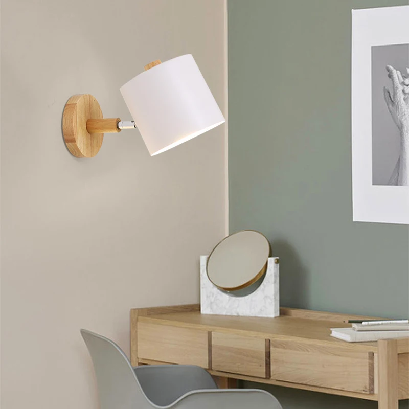 Светодиодный настенный светильник деревянный прикроватный скандинавские