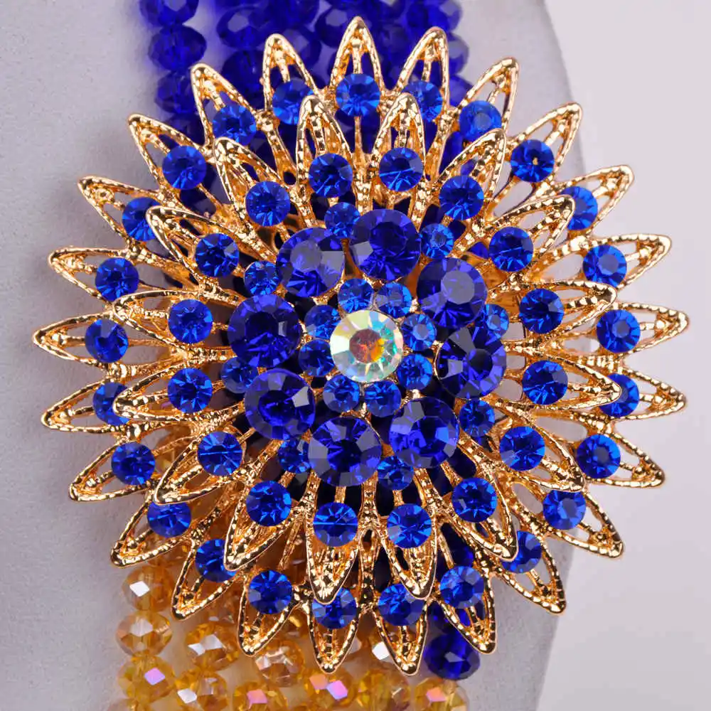 Королевский синий и шампанского Золотой AB африканские бусины ювелирный набор