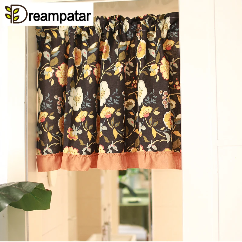 Dreampatar Американский ретро Желтый цветок льняные украшения для кухни короткий