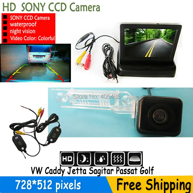 Беспроводная Автомобильная камера заднего вида SONY CCD HD с зеркалом для VVW GOLF PASSAT