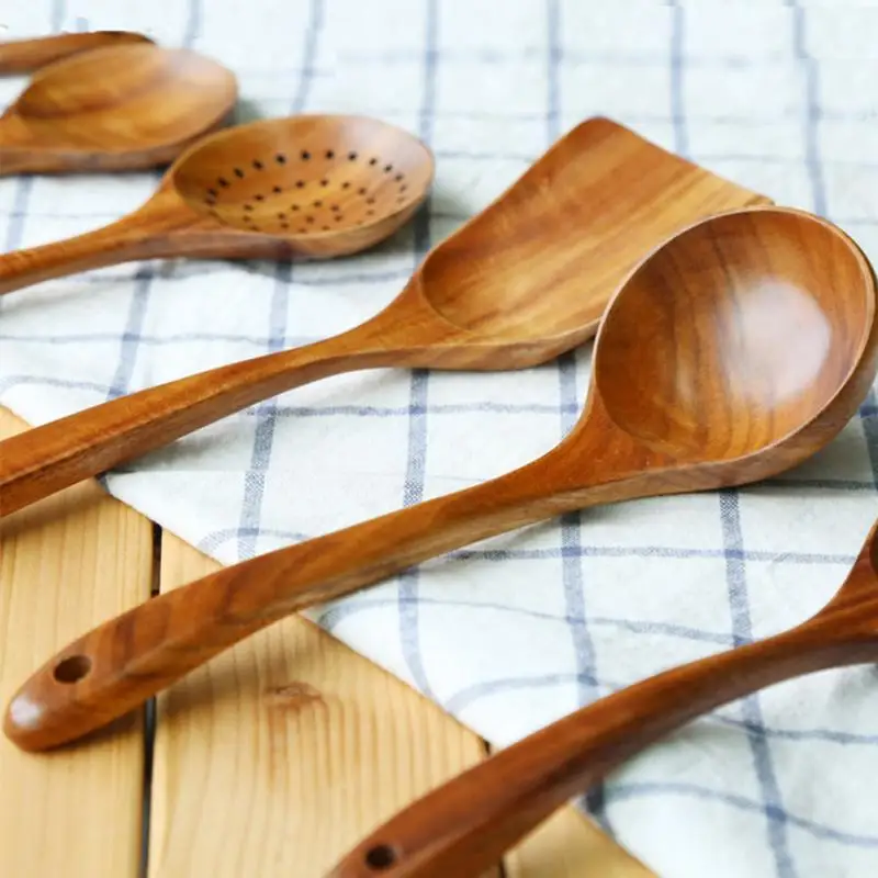 kitchen home Retro Spatula Cooking Utensils Home Lightweight Spoon Kitchen Wooden Durable with Hanging hole | Дом и сад