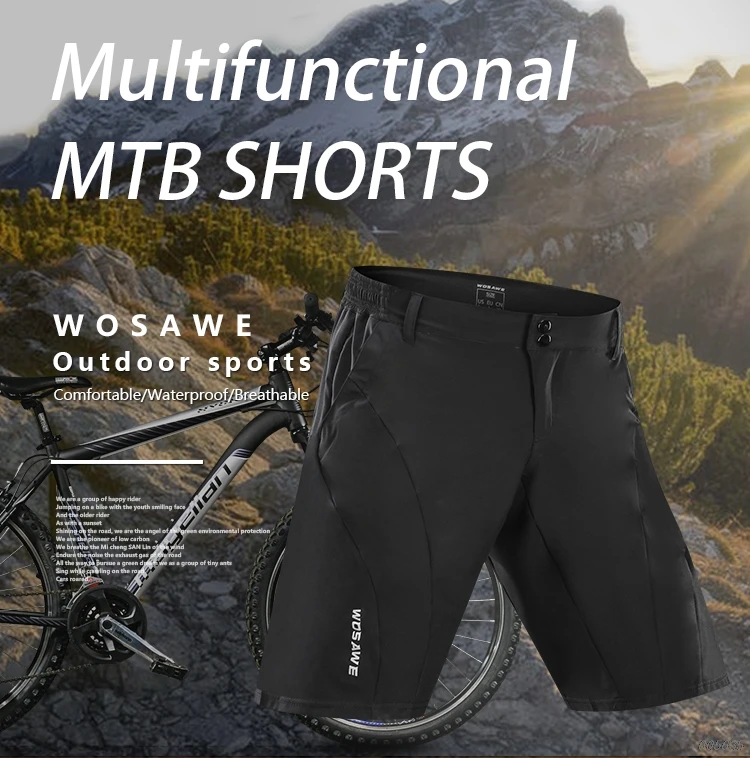WOSAWE Мужские велосипедные спортивные уличные шорты MTB горный велосипед велосипедные штаны для езды Водонепроницаемые свободные подходят длинные шорты