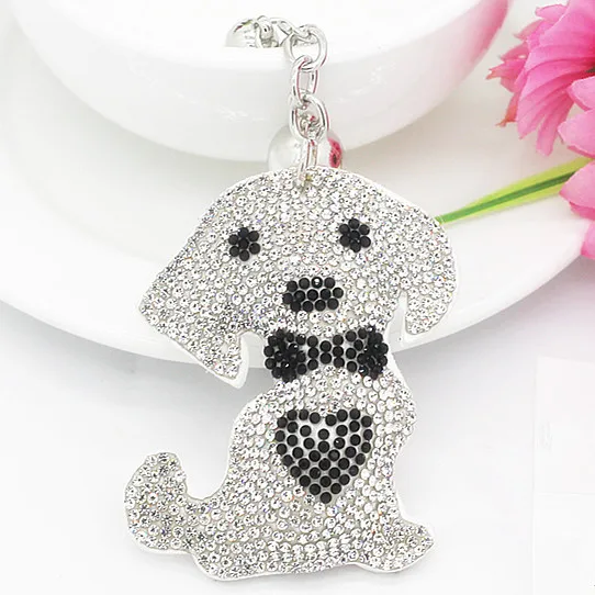 Новинка автомобильный брелок для ключей Микс Цветов в виде собаки с кристаллами