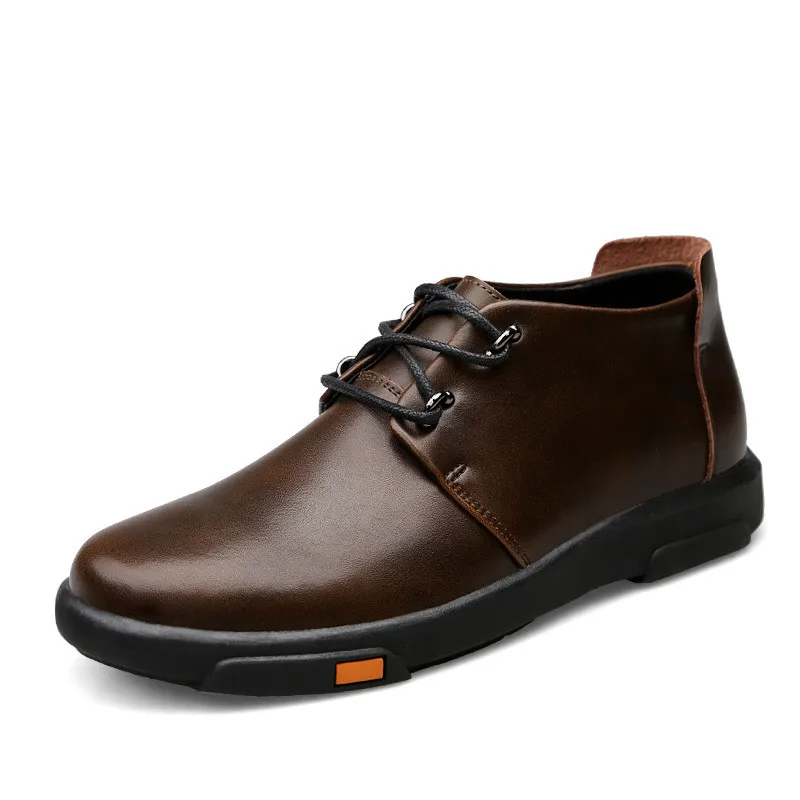 Autumn Winter Shoes Men Genuine Leather Boots Ankle Fashion Casual Footwear Lace Up Oxfords | Обувь