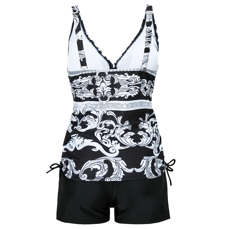 Танкини большого размера набор с шортами-боксеры новинка 2018 женский купальник