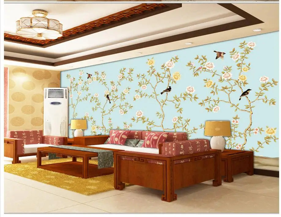 3D-обои на заказ красивые цветы птицы классические обои для стен живые 3d украшение