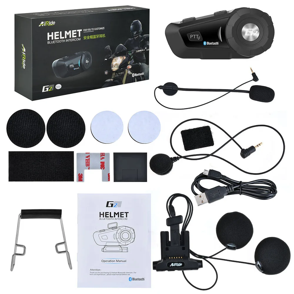 AiRide G2 мотоцикла Мото Шлемы гарнитуры Bluetooth Связь переговорные Водонепроницаемый
