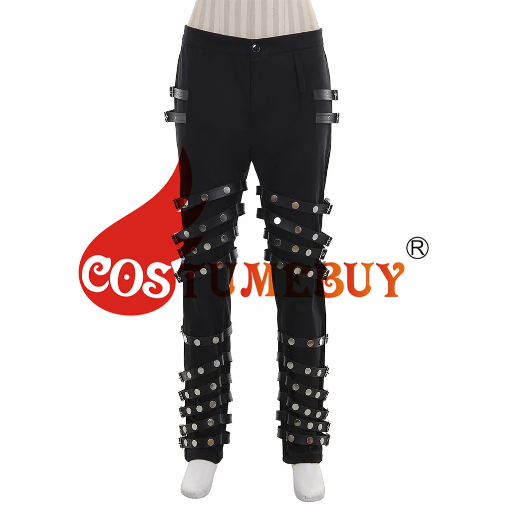 CostumeBuy Майкл Джексон представление стимпанк черные брюки MJ классические BAD брюки костюм L920