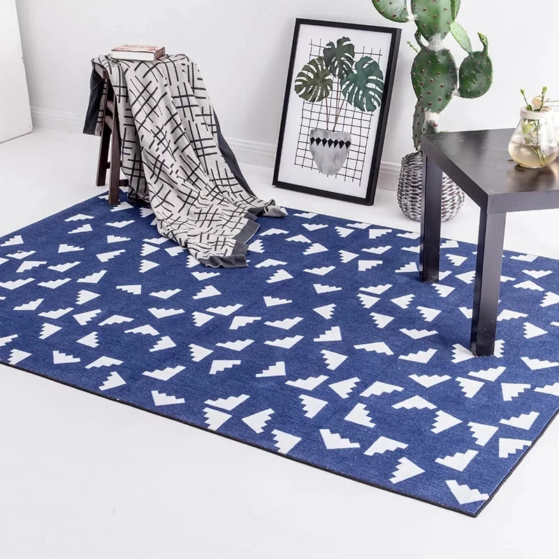 Скандинавский узор Синий Геометрический гостиная ковер в простом стиле
