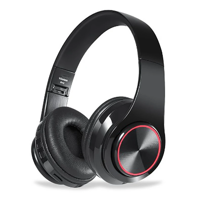 Smart Bluetooth headphone sport muisc stereo noise cancelling wired+wireless foldable support TF card seven color light-emitting |