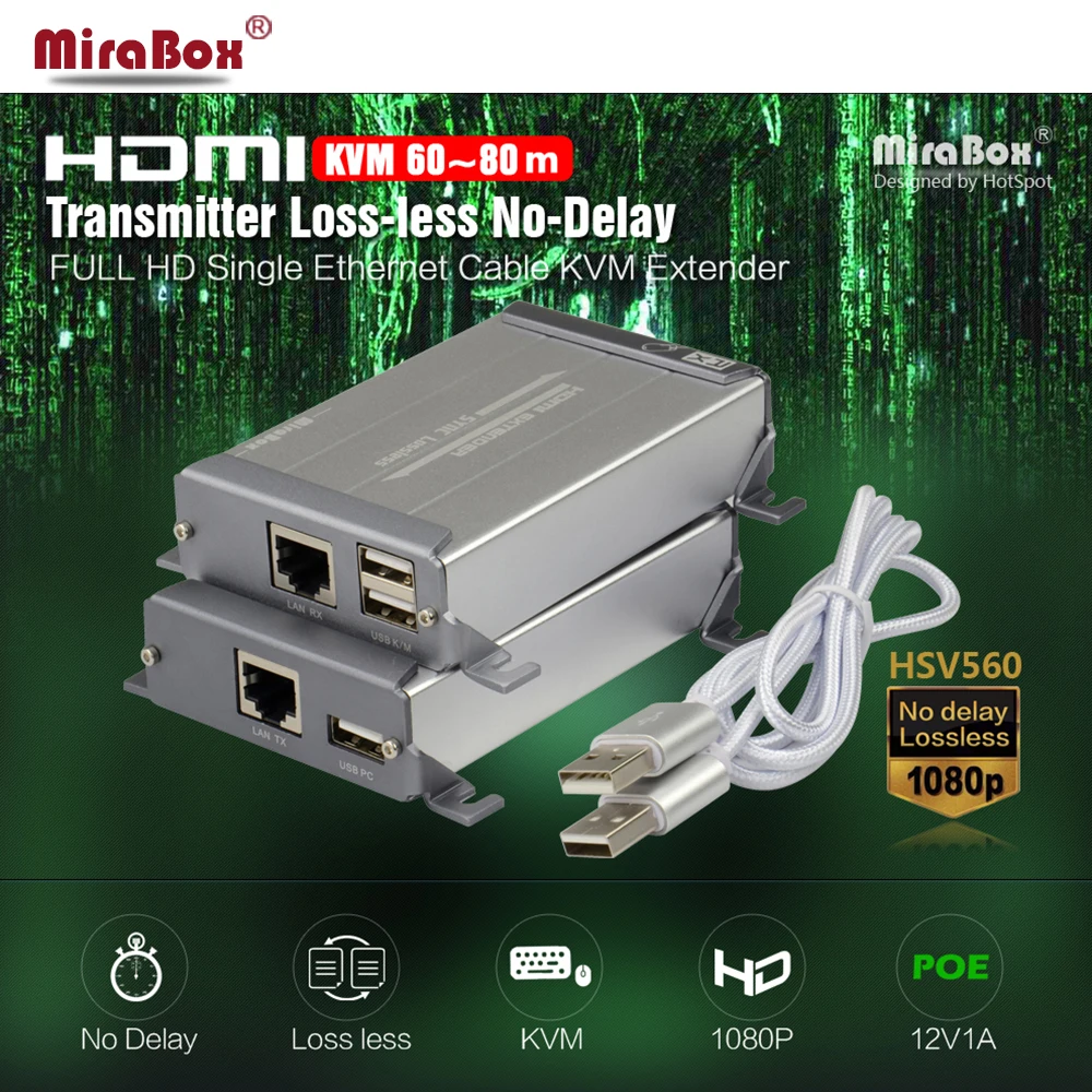 Mirabox HDMI KVM Extender Поддержка без потерь задержки 1080 P USB extender За Cat5/cat5e/6 Мышь Управление