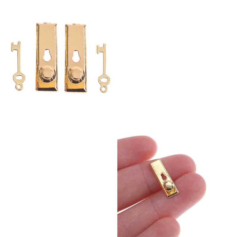 

2set 1/12 Scale DIY Accessories Vintage Dollhouse Miniature Door Lock and Key Doll House Fairy Door
