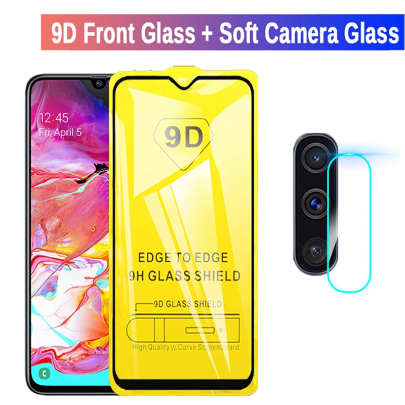 9D протектор экрана и стекло камеры для samsung A70 закаленное полный клей на Galaxy A 70 SM