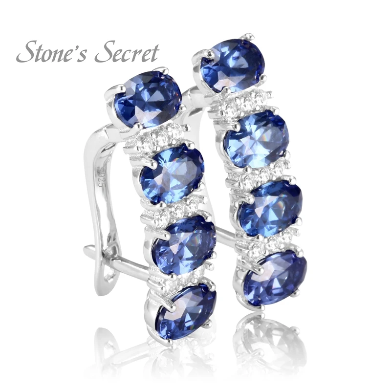 Stone's Secret, элегантные серьги из танзанита 925 серебра,, Прямая поставка, хорошее ювелирное изделие
