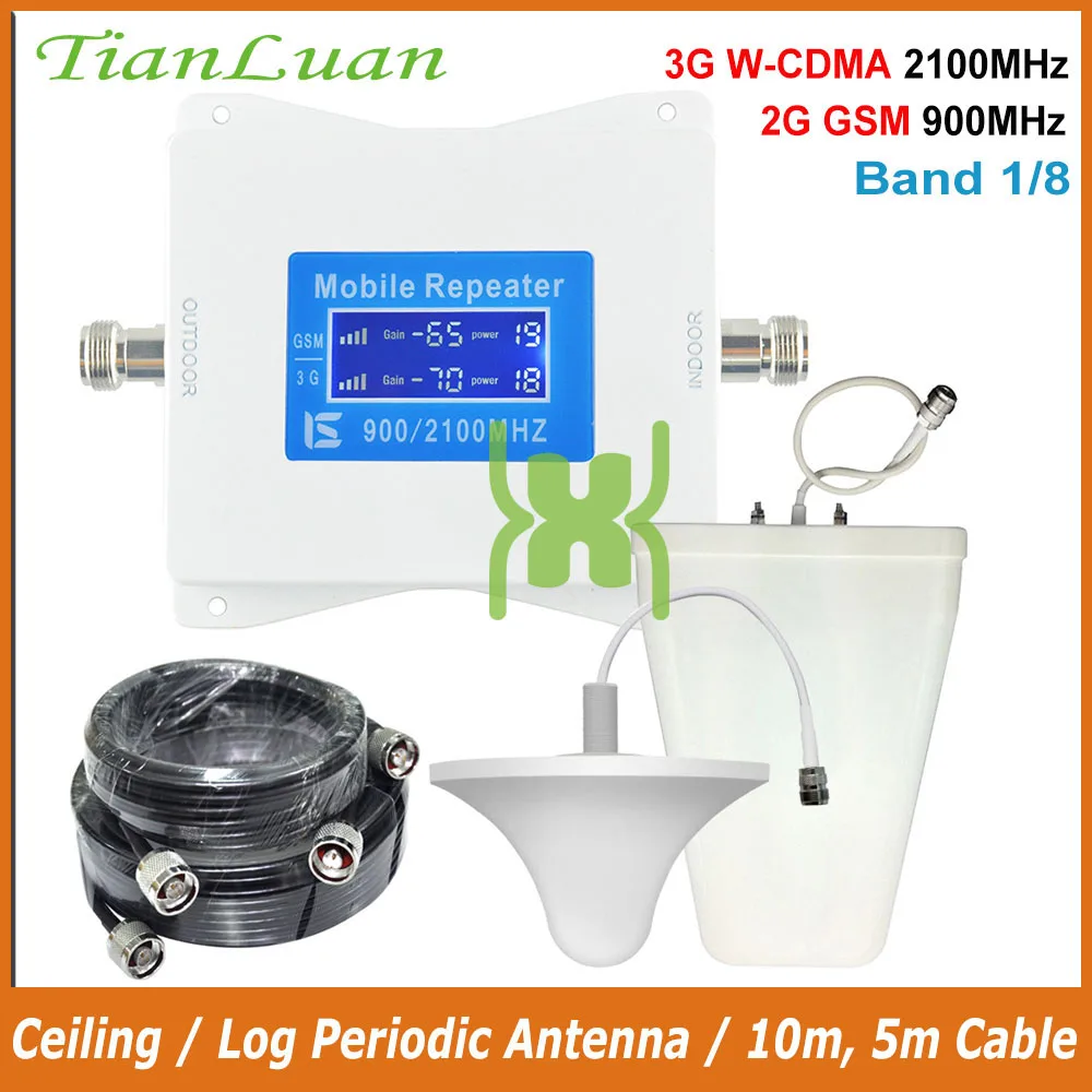 TianLuan мобильный телефон усилитель сигнала 2G 3G GSM 900 МГц W CDMA 2100 UMTS Сотовая связь