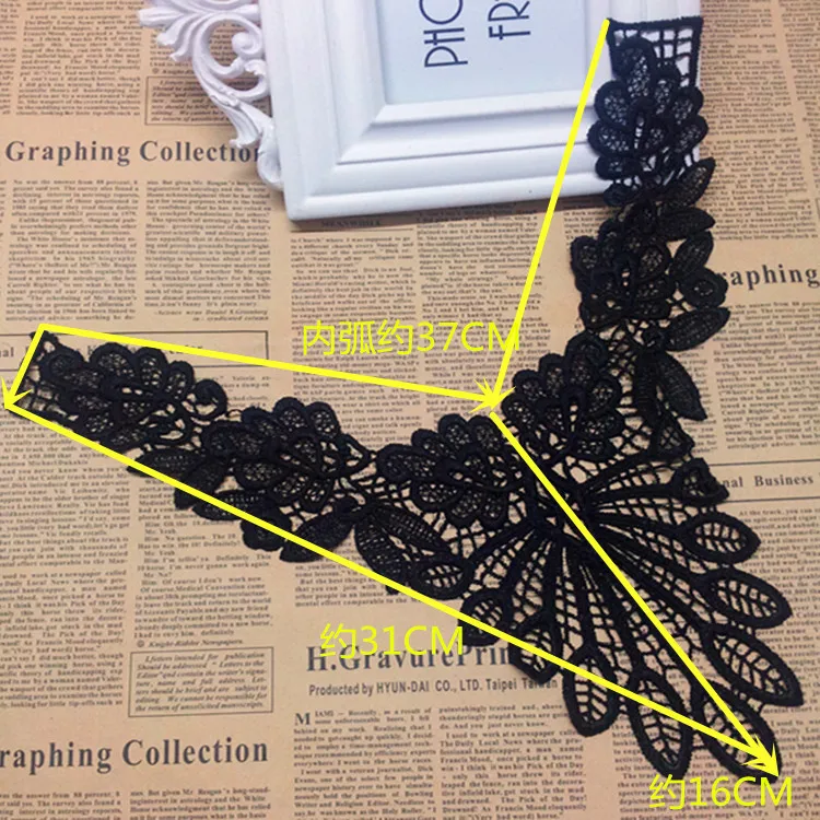 1 шт. кружевной воротник с черным красивым цветком и сердцем декоративная