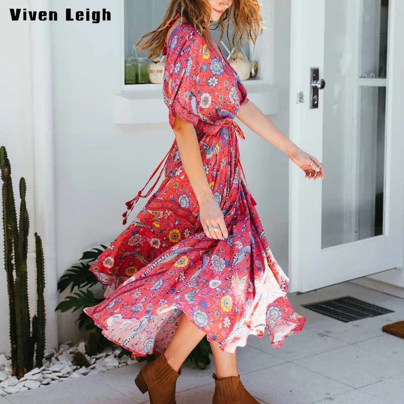 Viven Leigh Бренд женское платье Лето 2018 Длинные Макси платья цветочный принт