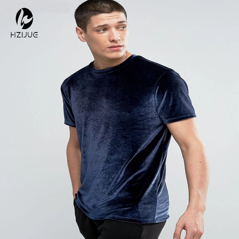 HZIJUE 2017 6 цветов модная бархатная футболка с коротким рукавом в стиле хип хоп Swag Tyga