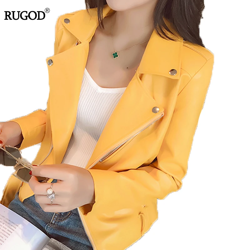 RUGOD искусственная кожа полиуретан Топ базовый пальто Искусственная кожа пальто Повседневное черный верхняя одежда и пальто куртка в уличном стиле женские