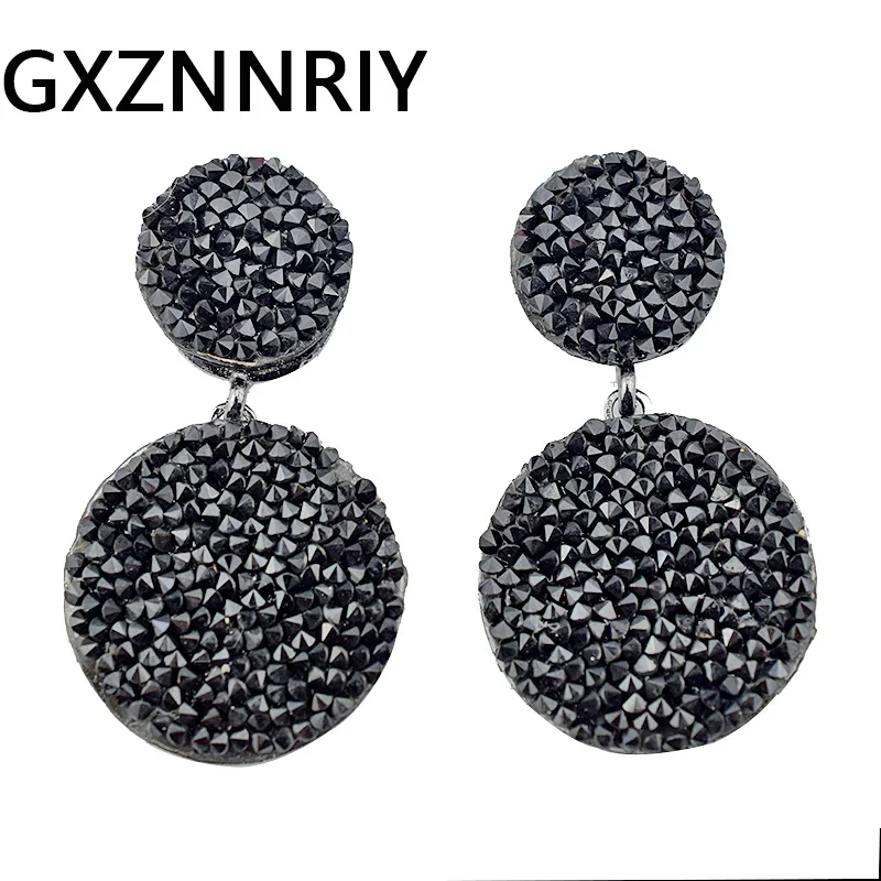 GXZNNRIY черные серьги для женщин Стразы круглые капли 2019 новые корейские модные
