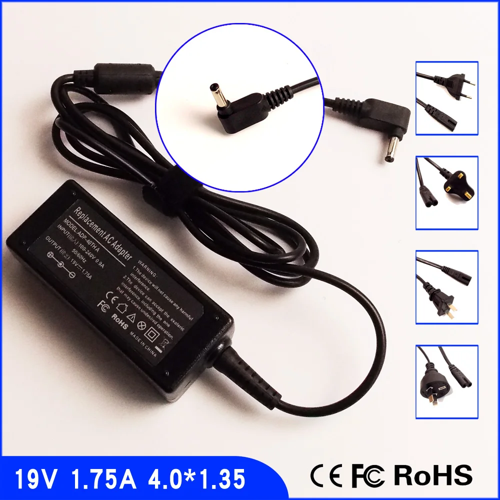 

19V 1.75A Laptop Ac Adapter Power SUPPLY + Cord for ASUS VivoBook X202 X200MA-CT112H X200MA-KX128H X200MA-CT132H X200MA-DS01