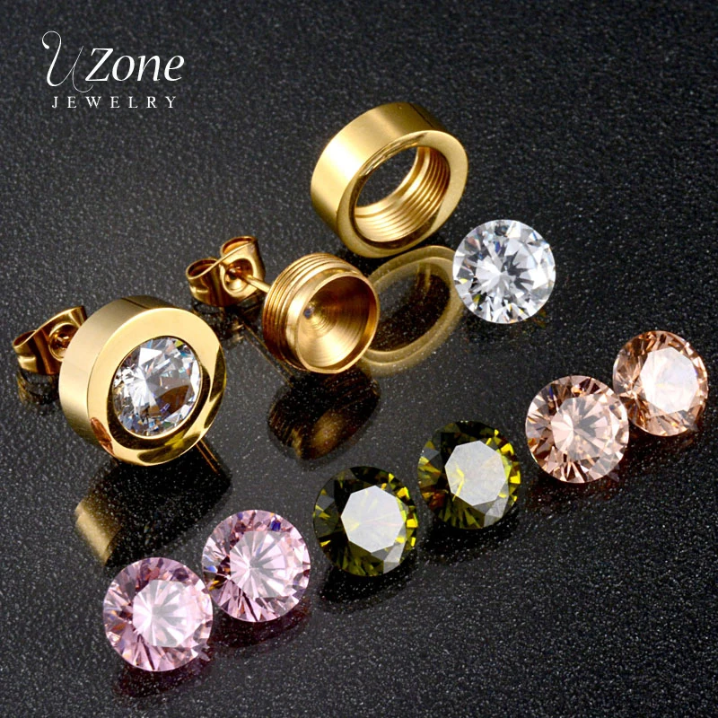 Ювелирные изделия из нержавеющей стали с фианитами 4 цвета|stainless steel jewelry set|zircon