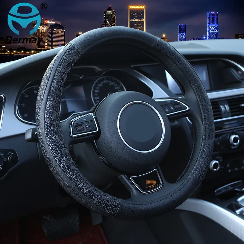Двухцветные кожаные чехлы для руля аксессуары автомобиля руля|steering wheel case|wheel