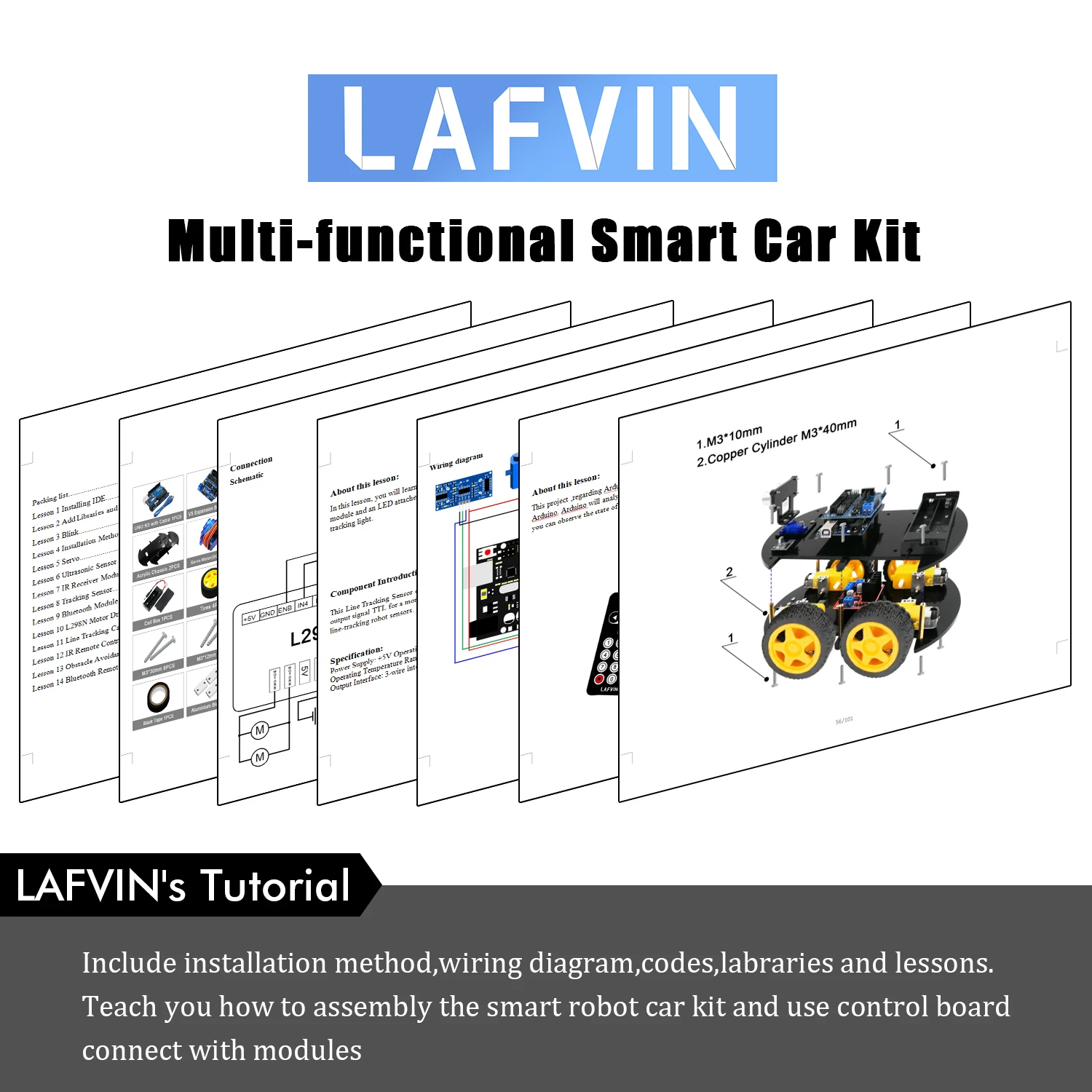 Умный робот LAFVIN автомобильный комплект с ультразвуковым датчиком модуль Bluetooth