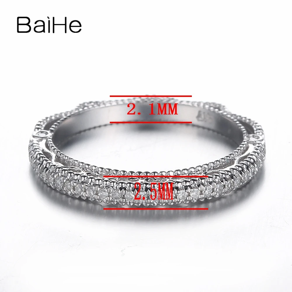 BAIHE подлинной стерлингового серебра 925 0.2CT H/SI Круглый Природные Алмазы свадебный
