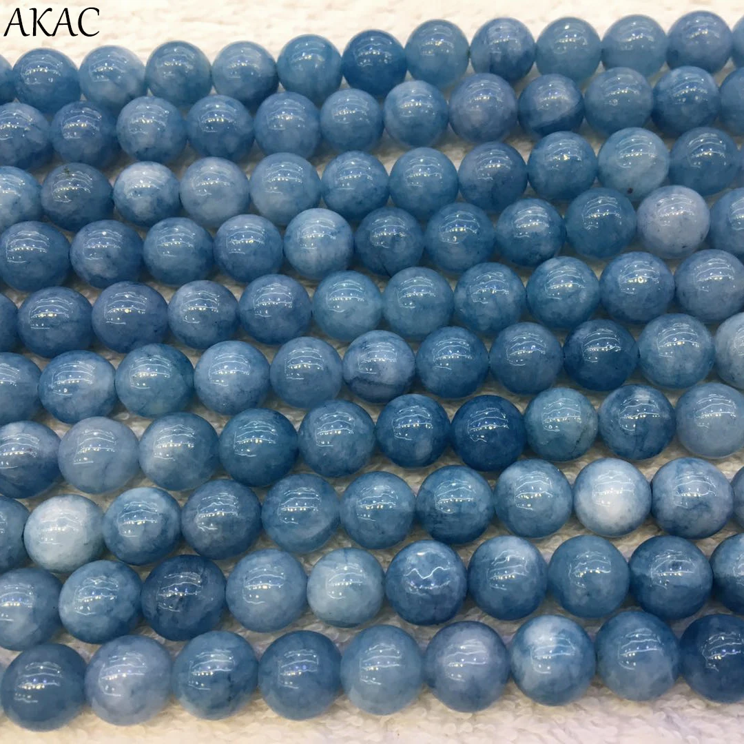 AKAC Натуральный аквамарин яшма камень свободные бусины с окрашиванием цвет 6/8/10 мм для ювелирных изделий diy Изготовление
