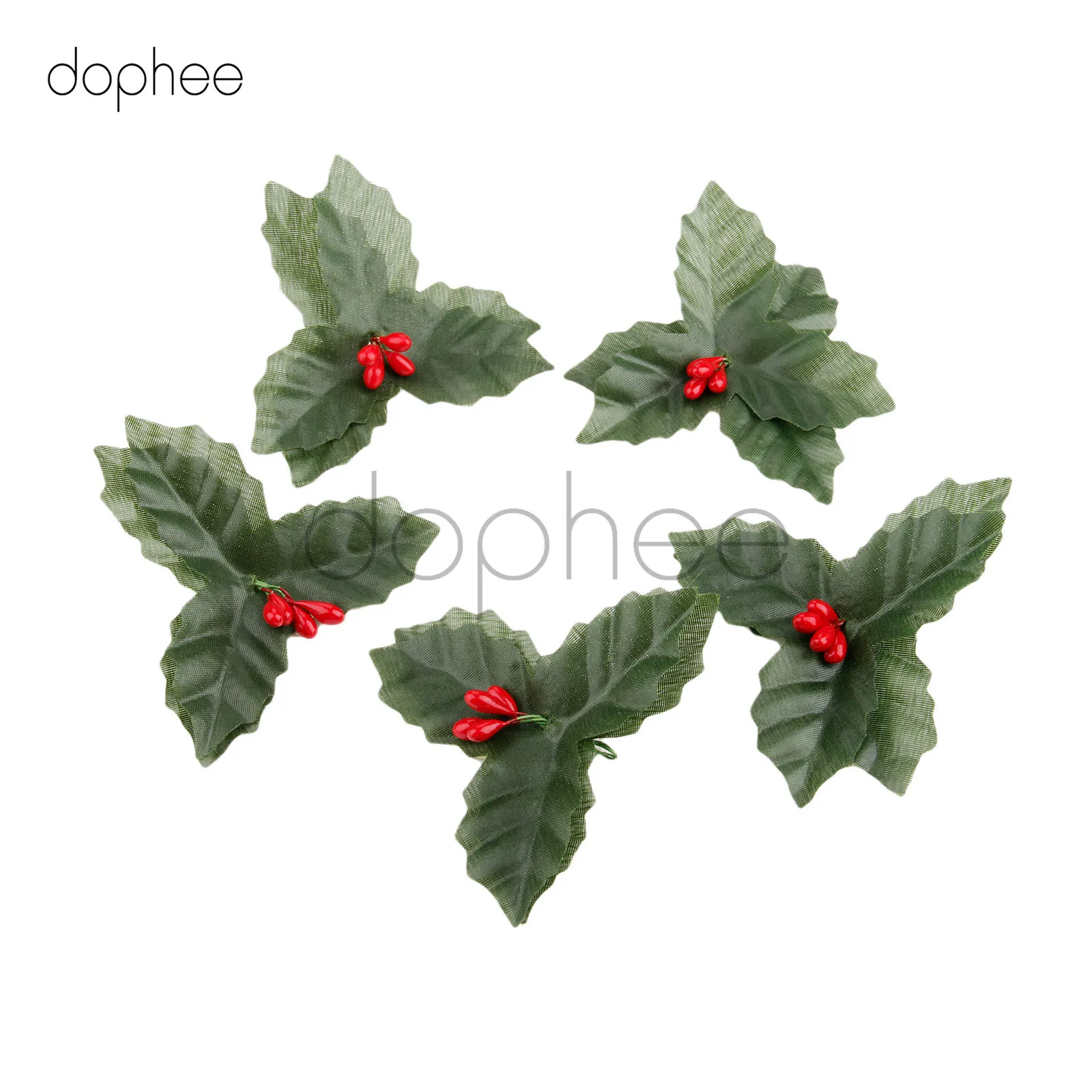 Dopee 10 шт., искусственные листья, ягоды Холли, для свадебной вечеринки, украшения дома, сделай сам, Рождественский Искусственный лист, цветок, шелковые листья