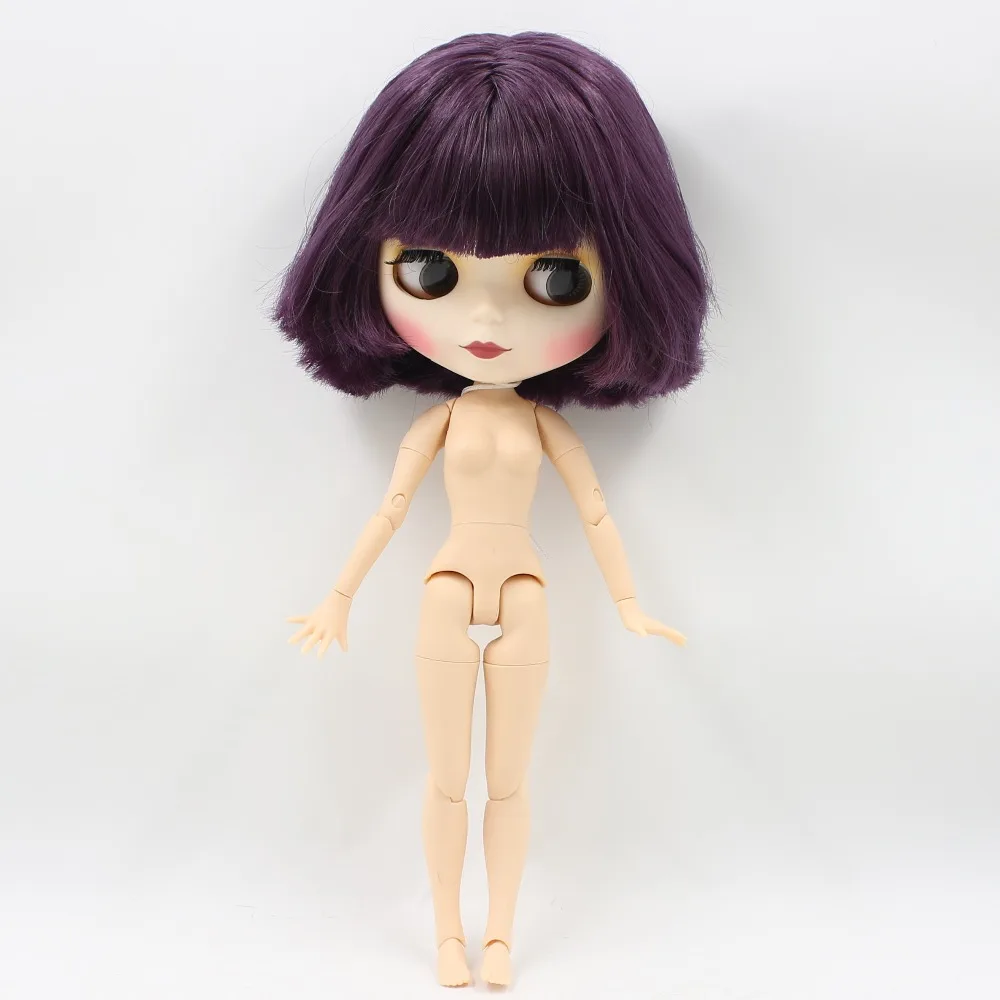 

ICY DBS Blyth Doll bjd toy joint body purple bob hair white skin matte face 1/6 30cm naked doll