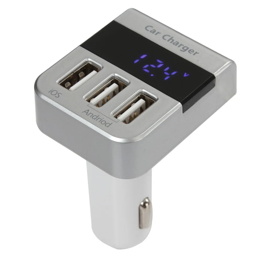 Трехместный Порты USB 5 В/3.1A Выход Автомобиля зарядки Смарт-СВЕТОДИОДНЫЙ Цифровой
