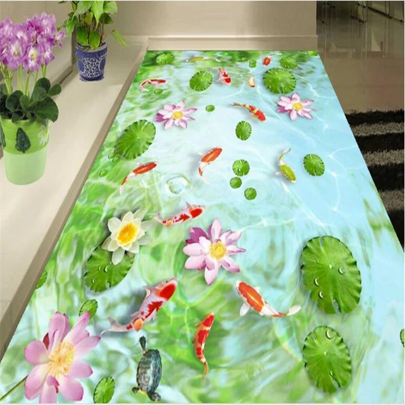 Beibehang пользовательские нетканые обои Bishui Qingtan вода Рыба напольное покрытие для