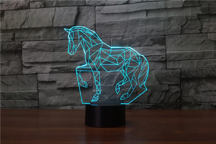 3D лампа ночник семь цветов Животные Многоцветный RGB лампа Рождественский Декор Детские Подарочные игрушки сенсорный пульт дистанционного управления настольная лампа - Испускаемый цвет: horse