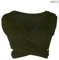 Майка женская с V образным вырезом бандажный укороченный топ без рукавов