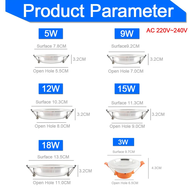 Светодиодный светильник 3 Вт 5 7 9 12 18 Вт|led downlight|downlight 5wled downlight 5w |