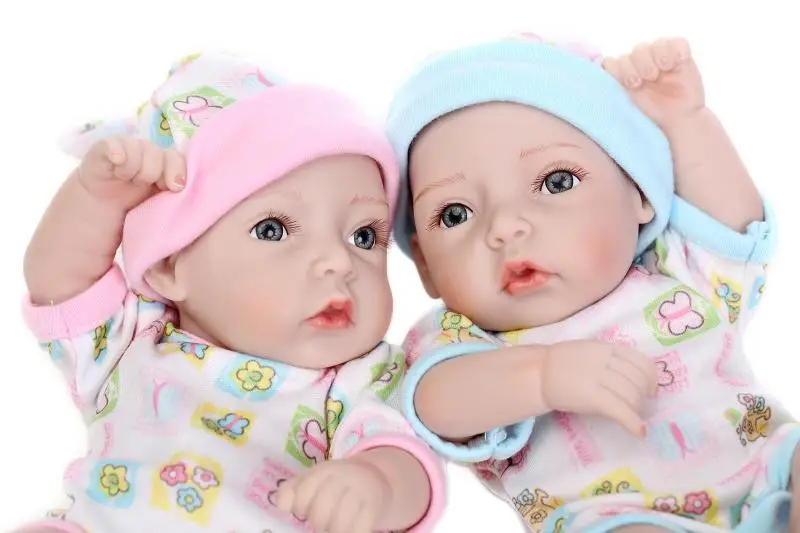 2pcs/set NPK full silicone reborn baby boy girl dolls28&quot mini Bebes menino bonecas can bathe with basket | Игрушки и хобби