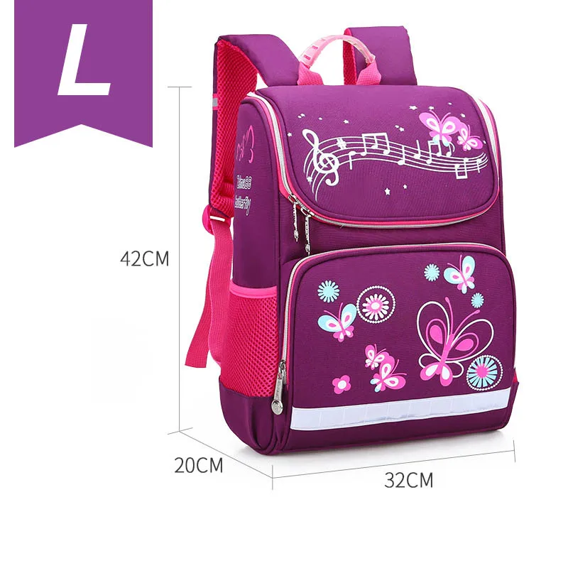 large size purple Новые детские школьные сумки для девочек, школьный рюкзак с бабочкой, детский Ранец для мальчиков, рюкзак для девочек, школьный космический рюкзак - Color: large size purple