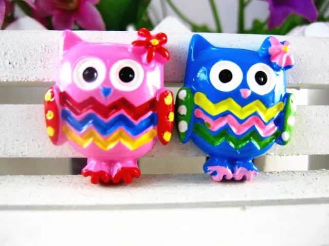 

10pcs/lot kawaii flat back resin owls mix colors DIY resin cabochons accessories