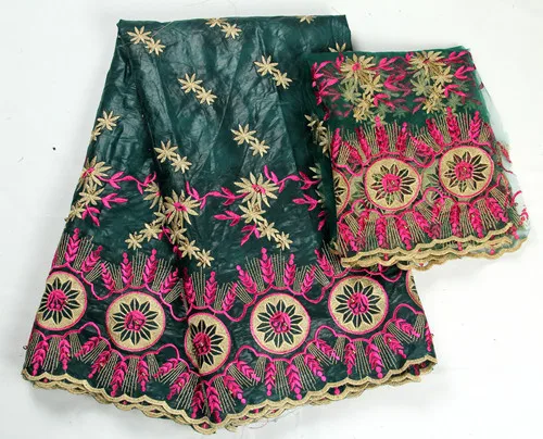 Fushia вышитые Африканский Базен Riche матч ткань высокого качества французский