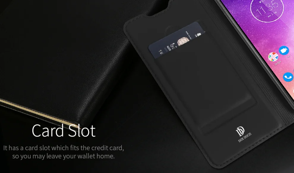 DUX DUCIS PU кожаный чехол для Motorola One Vision Coque Роскошный тонкий слот для карт откидная крышка для Motorola One Vision чехол